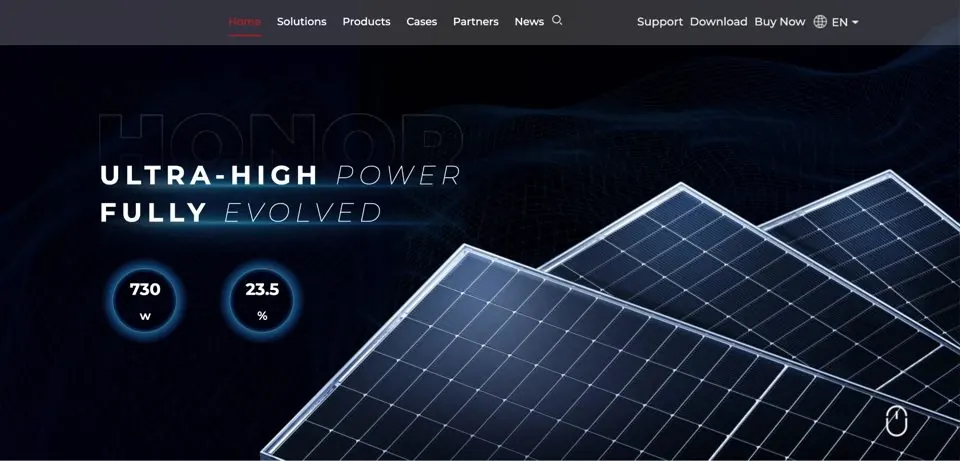 honorsolar.cn网站预览